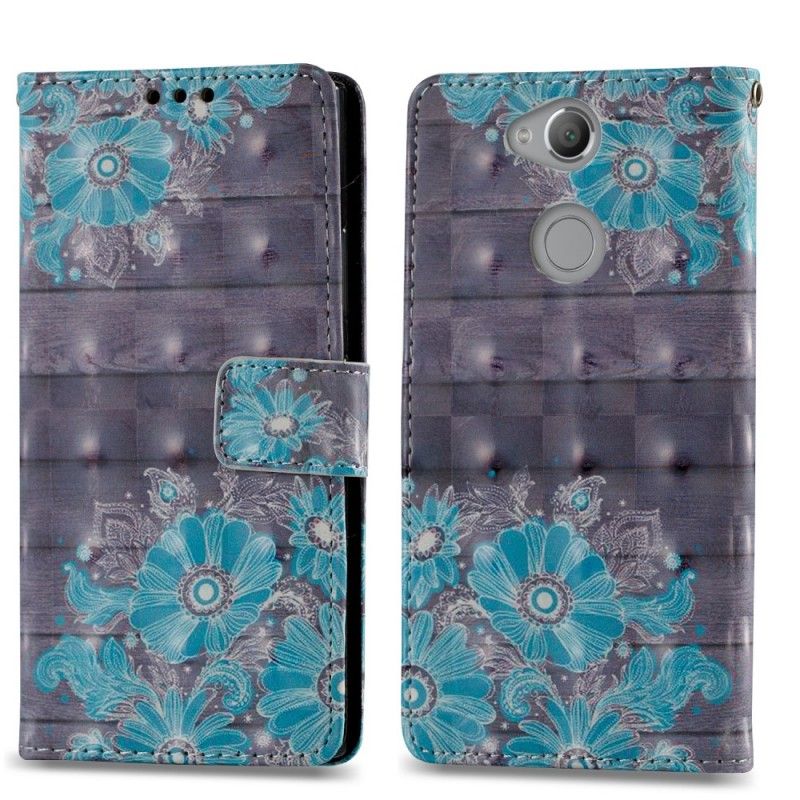 Lederhüllen Sony Xperia XA2 3D Blaue Blumen