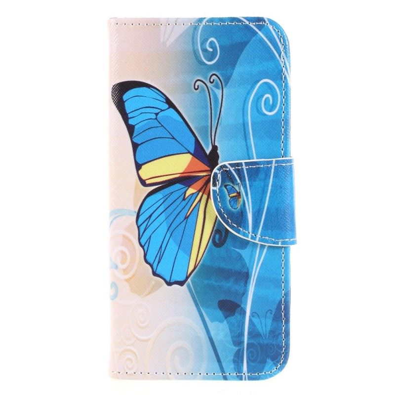 Lederhüllen Sony Xperia XA2 Hellblau Schmetterlinge