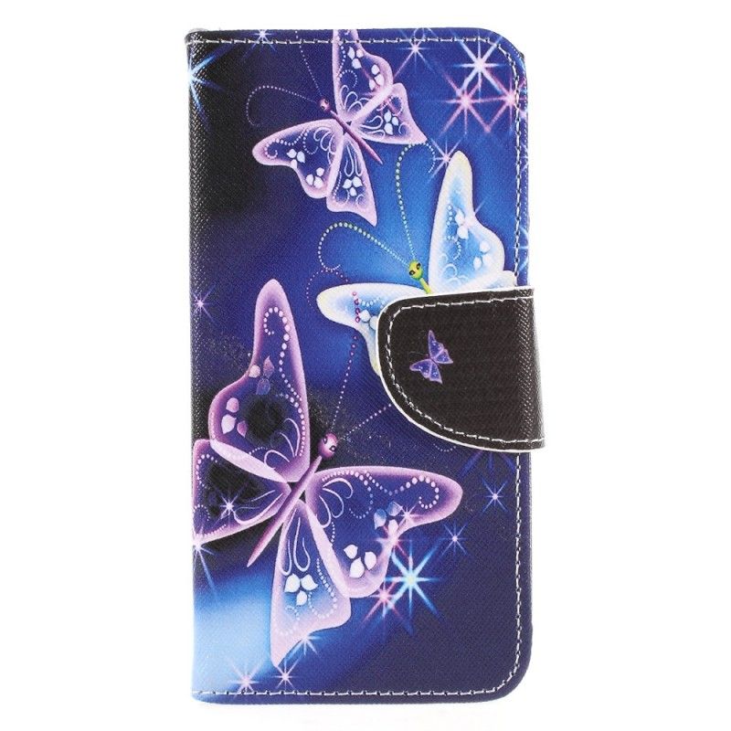 Lederhüllen Sony Xperia XA2 Hellblau Schmetterlinge