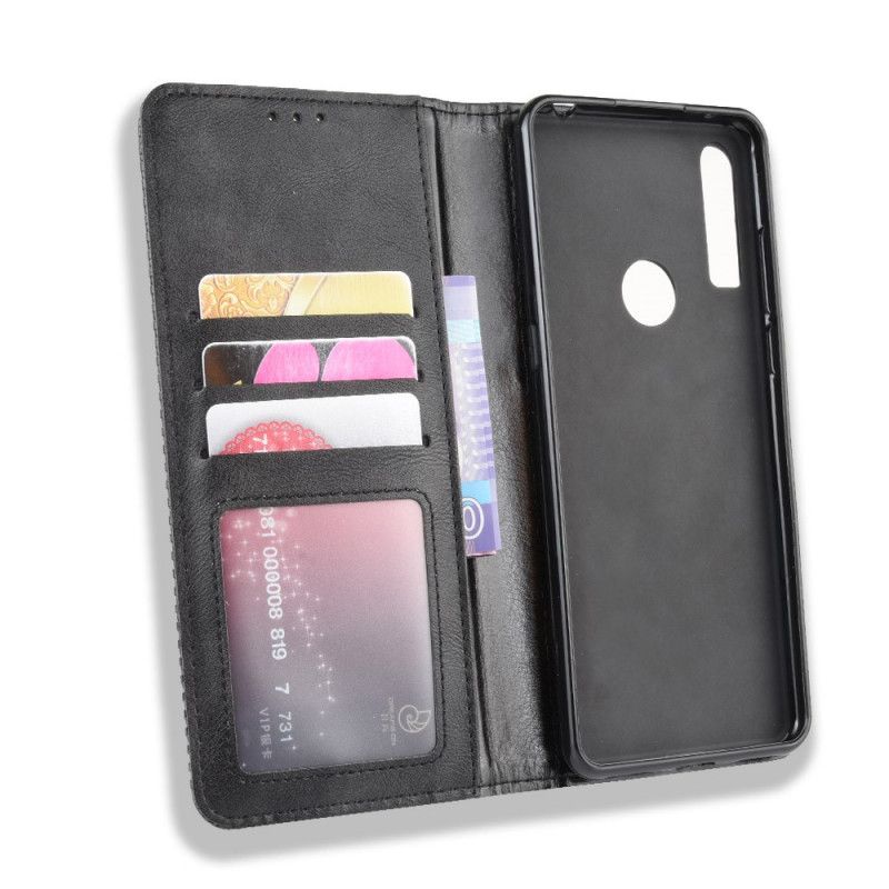Flip Case Alcatel 3X (2019) Schwarz Stilisierter Vintage-Ledereffekt