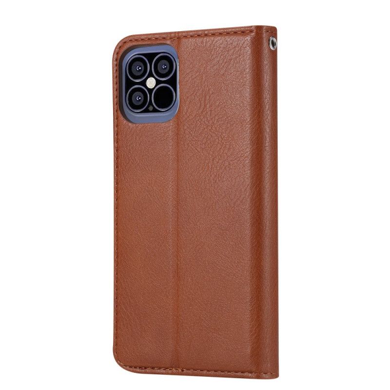 Flip Case Für iPhone 12 Pro Max Schwarz Kartenhalter Aus Kunstleder