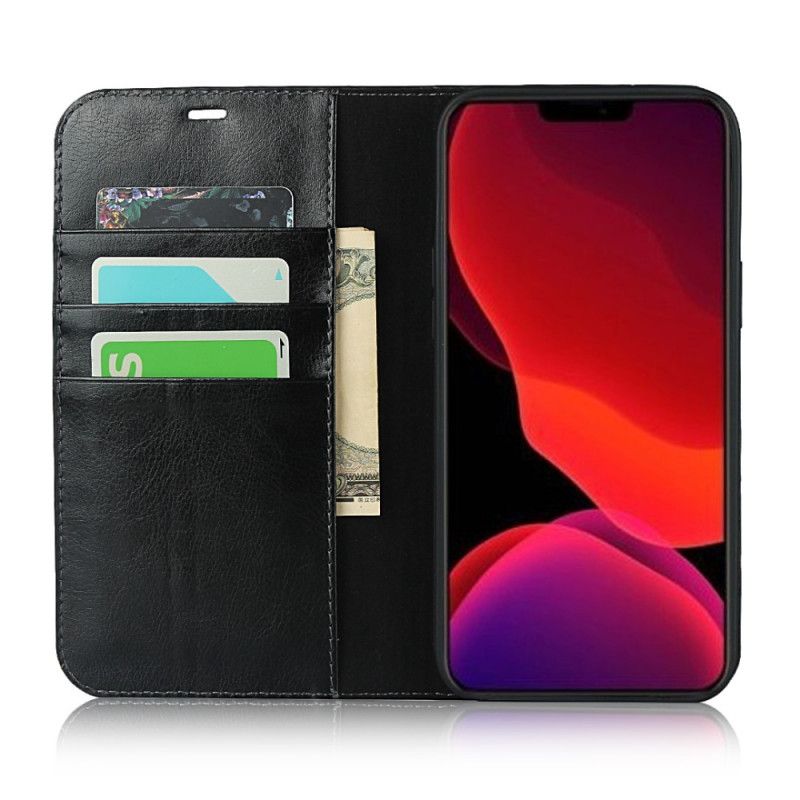 Flip Case iPhone 12 Pro Max Schwarz Echtes Leder