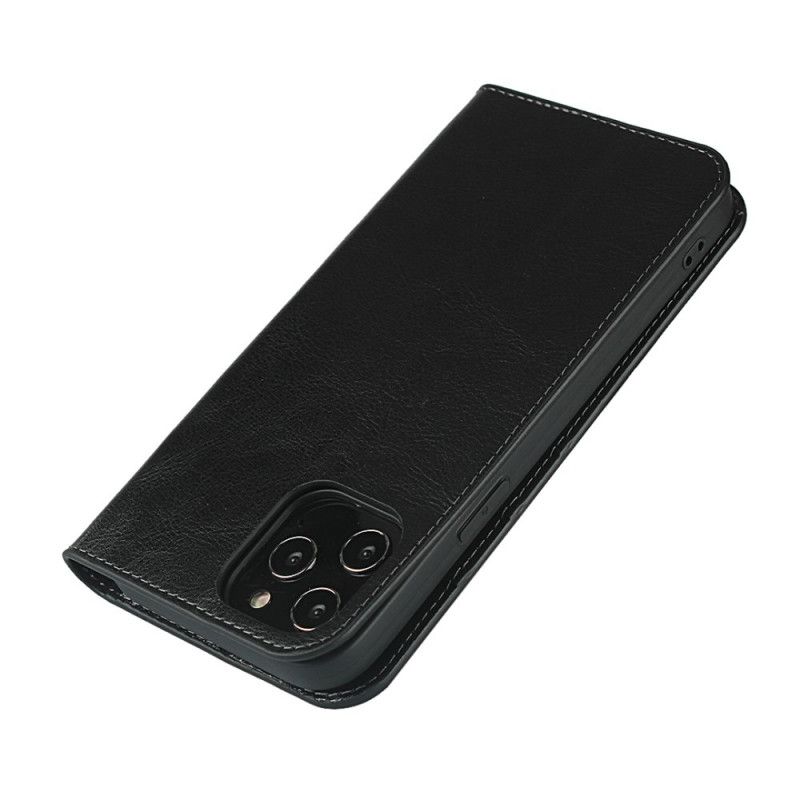 Flip Case iPhone 12 Pro Max Schwarz Echtes Leder