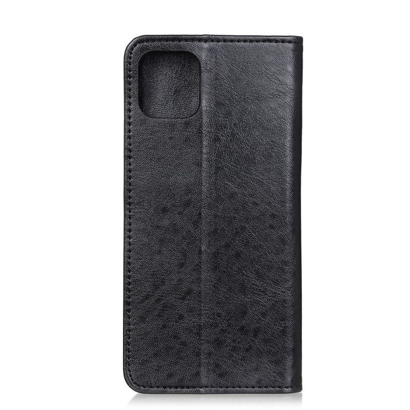 Flip Case iPhone 12 Pro Max Schwarz Handyhülle Elegantes Spaltleder