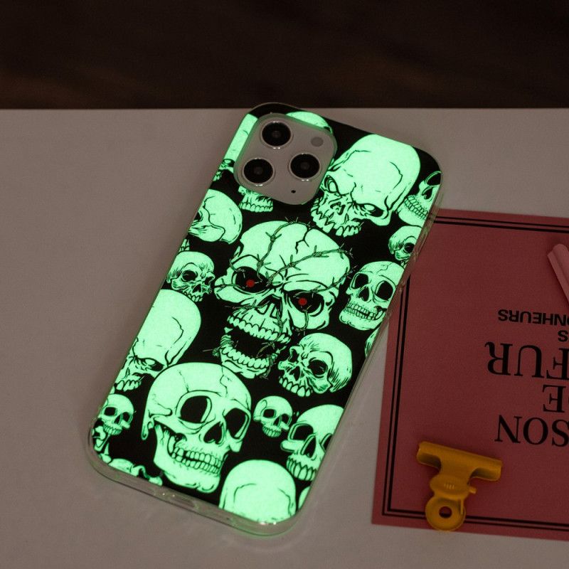 Hülle iPhone 12 Pro Max Aufmerksamkeit Fluoreszierende Schädel