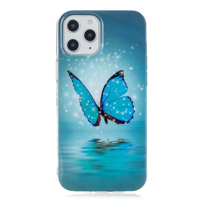 Hülle iPhone 12 Pro Max Fluoreszierender Blauer Schmetterling