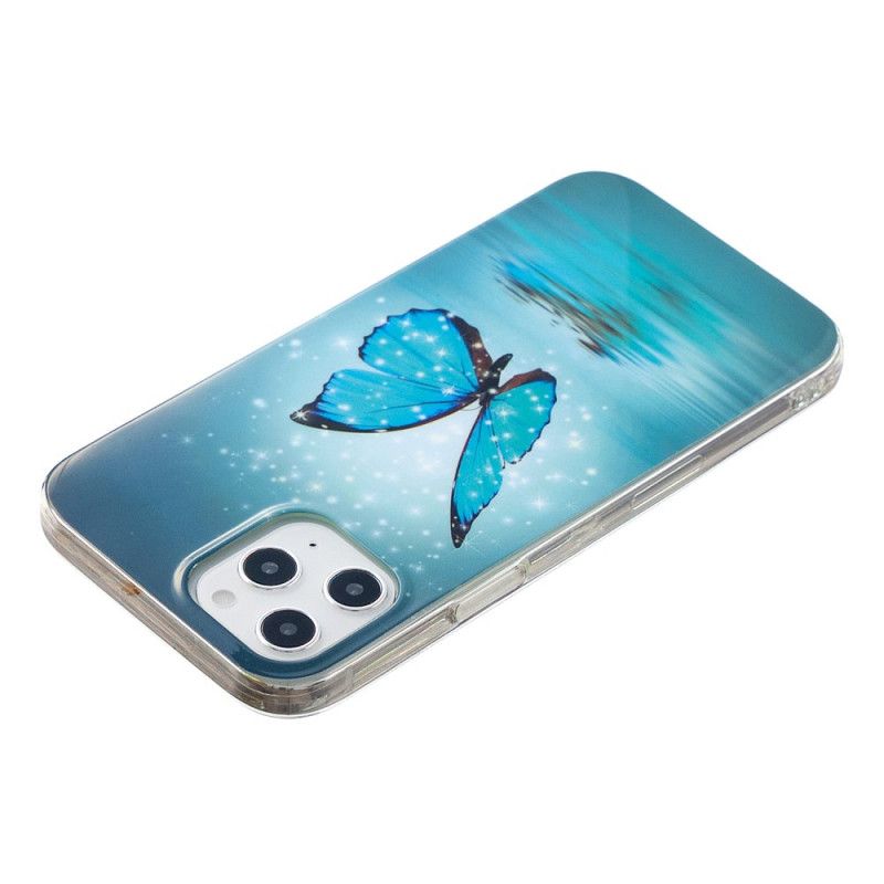 Hülle iPhone 12 Pro Max Fluoreszierender Blauer Schmetterling