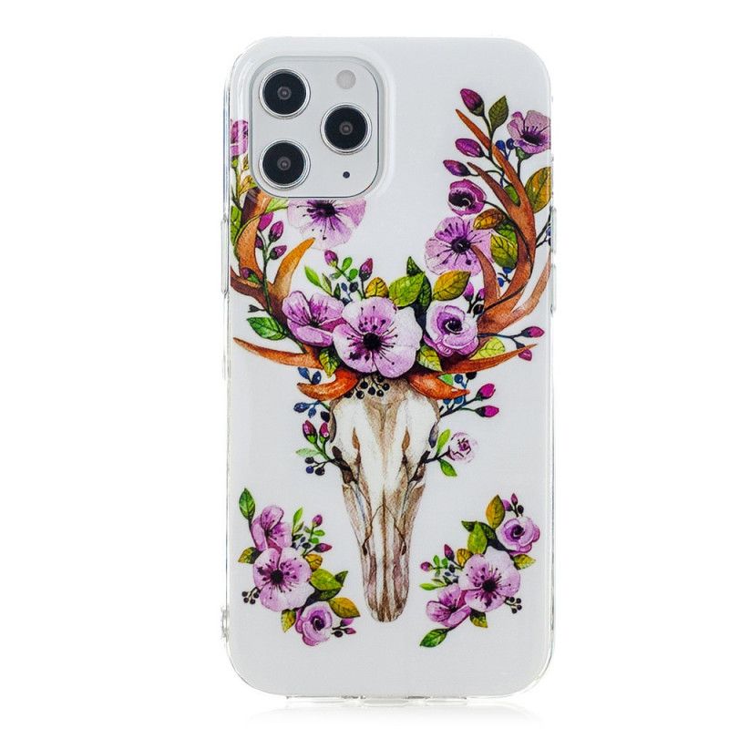 Hülle iPhone 12 Pro Max Fluoreszierender Blühender Elch