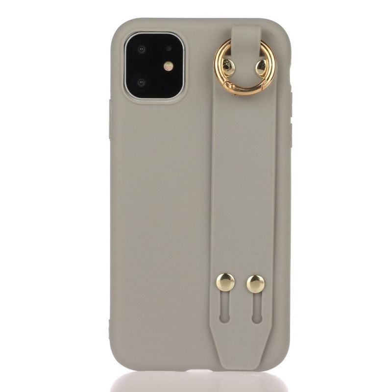 Hülle iPhone 12 Pro Max Grau Silikon Mit Tragegurt