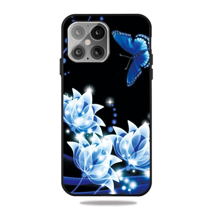 Hülle iPhone 12 Pro Max Schmetterling Und Blaue Seerosen