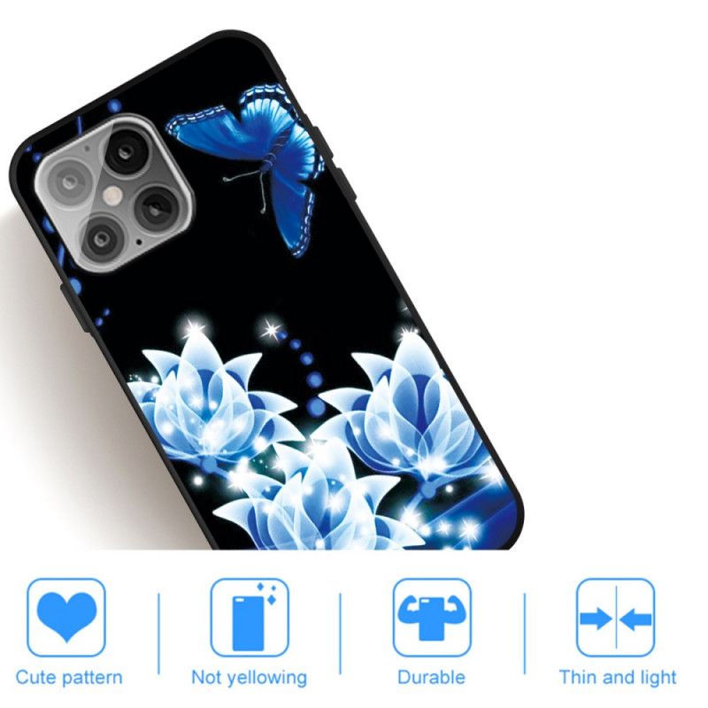 Hülle iPhone 12 Pro Max Schmetterling Und Blaue Seerosen