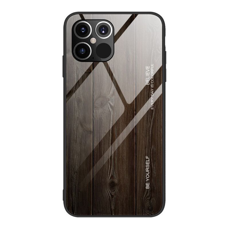 Hülle iPhone 12 Pro Max Schwarz Designglas Aus Gehärtetem Holz