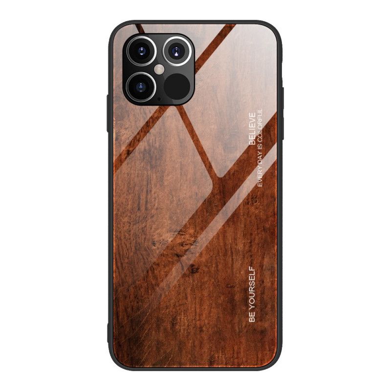 Hülle iPhone 12 Pro Max Schwarz Designglas Aus Gehärtetem Holz