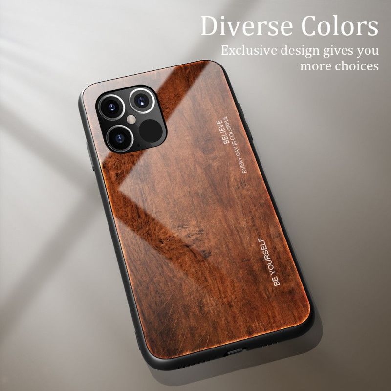 Hülle iPhone 12 Pro Max Schwarz Designglas Aus Gehärtetem Holz