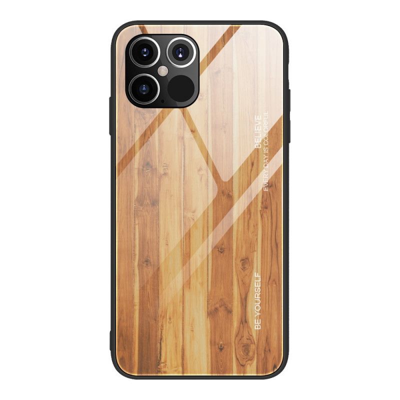 Hülle iPhone 12 Pro Max Schwarz Designglas Aus Gehärtetem Holz