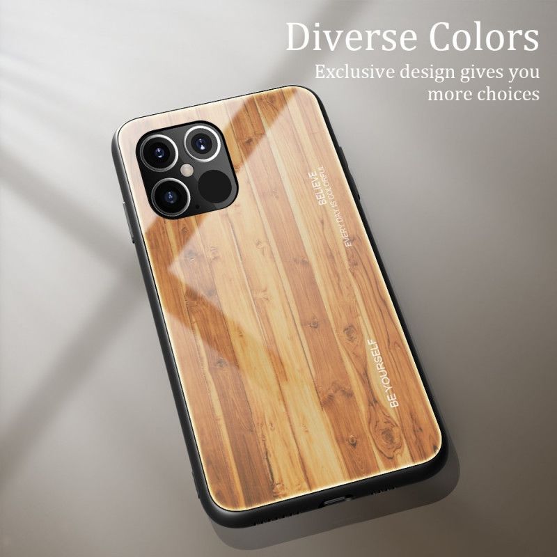 Hülle iPhone 12 Pro Max Schwarz Designglas Aus Gehärtetem Holz