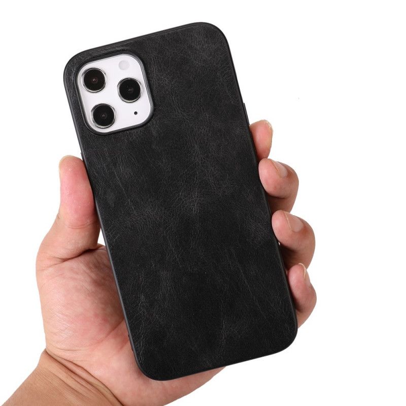Hülle iPhone 12 Pro Max Schwarz Eleganter Ledereffekt