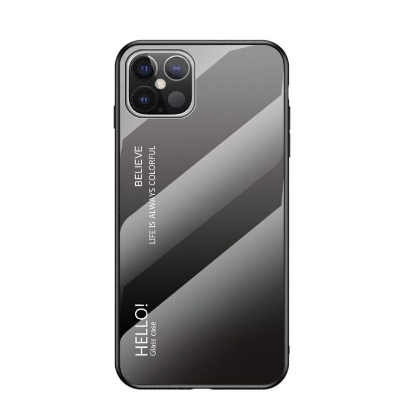 Hülle iPhone 12 Pro Max Schwarz Hallo Gehärtetes Glas