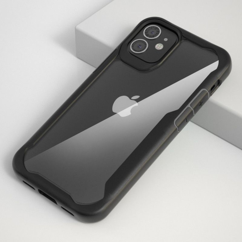 Hülle iPhone 12 Pro Max Schwarz Transparenter Hybrid Mit Silikonkanten