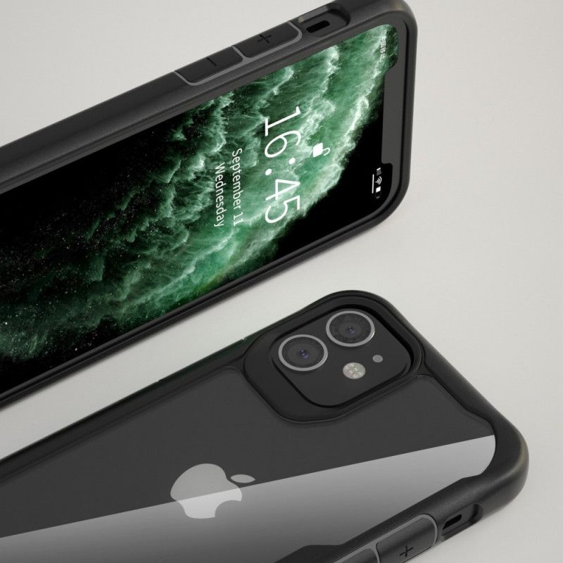 Hülle iPhone 12 Pro Max Schwarz Transparenter Hybrid Mit Silikonkanten