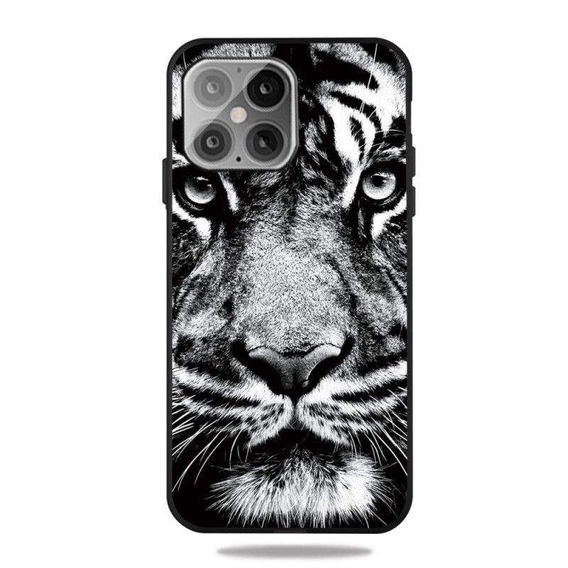 Hülle iPhone 12 Pro Max Schwarzweiss-Tiger