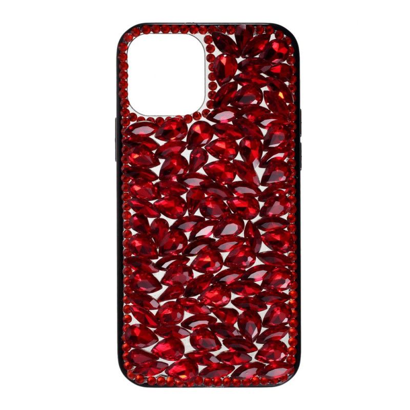 Hülle iPhone 12 Pro Max Silikon Und Rote Steine