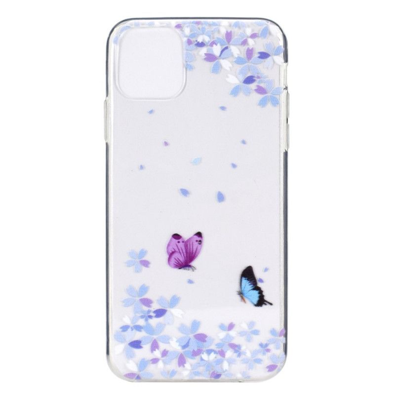 Hülle iPhone 12 Pro Max Transparente Schmetterlinge Und Blumen