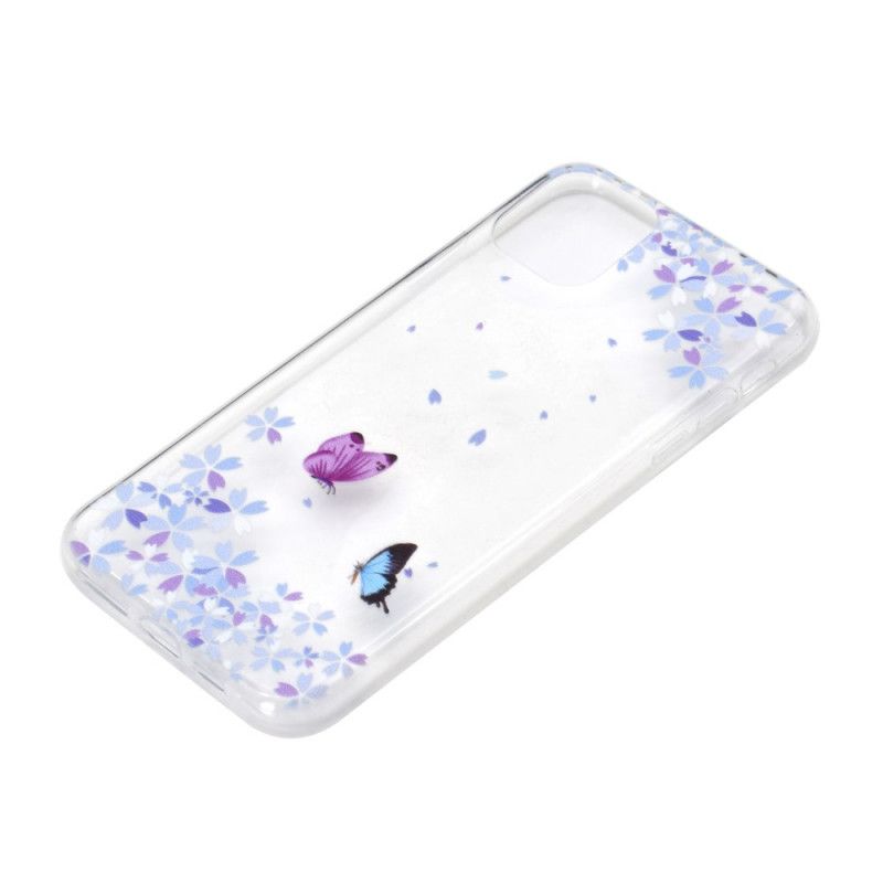 Hülle iPhone 12 Pro Max Transparente Schmetterlinge Und Blumen