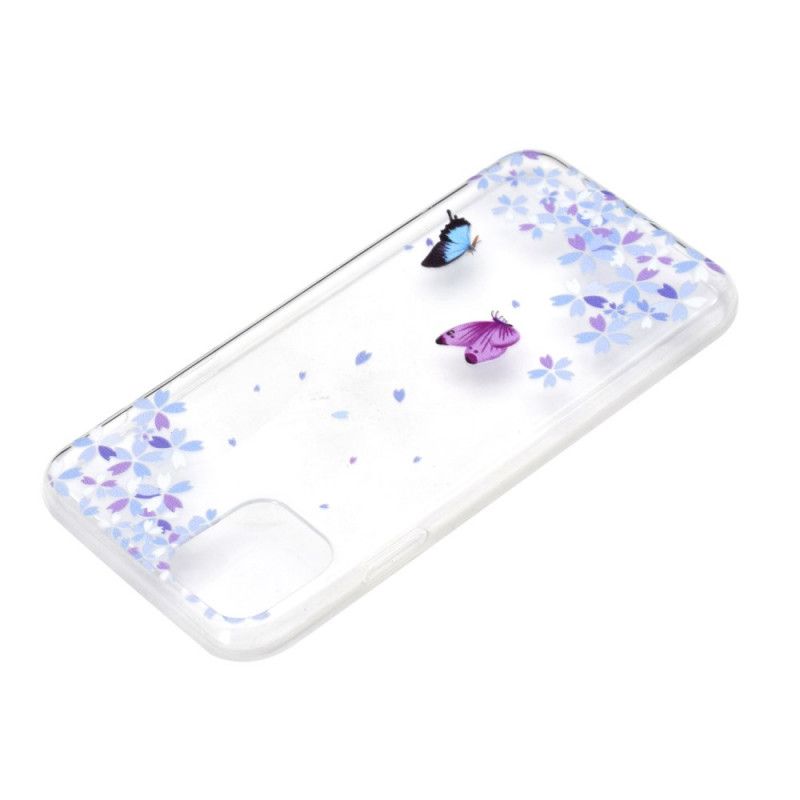 Hülle iPhone 12 Pro Max Transparente Schmetterlinge Und Blumen