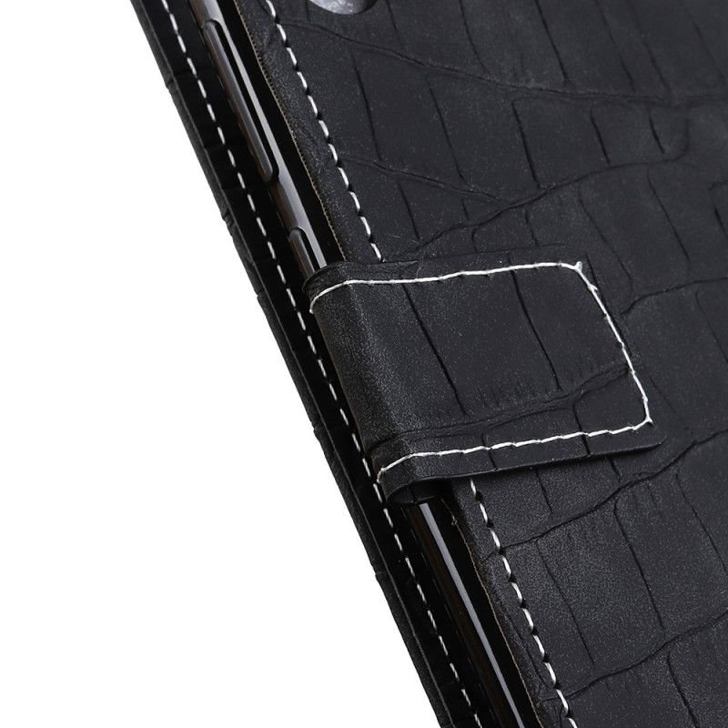 Lederhüllen Für iPhone 12 Pro Max Schwarz Krokodilleder-Effektnähte