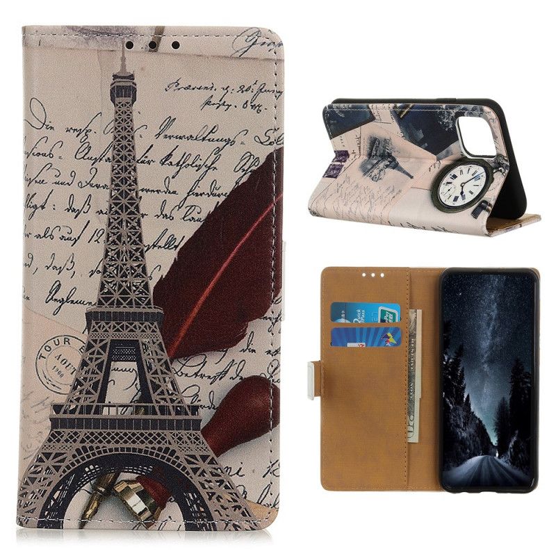 Lederhüllen iPhone 12 Pro Max Eiffelturm Des Dichters