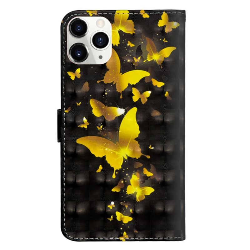 Lederhüllen iPhone 12 Pro Max Gelbe Schmetterlinge