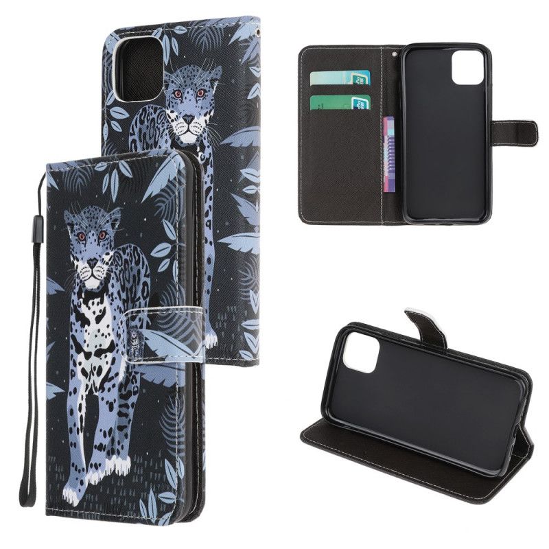 Lederhüllen iPhone 12 Pro Max Leopard Mit Tanga