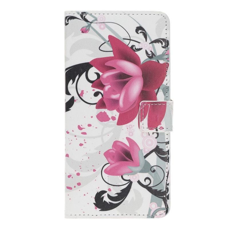 Lederhüllen iPhone 12 Pro Max Magenta Tropische Blumen