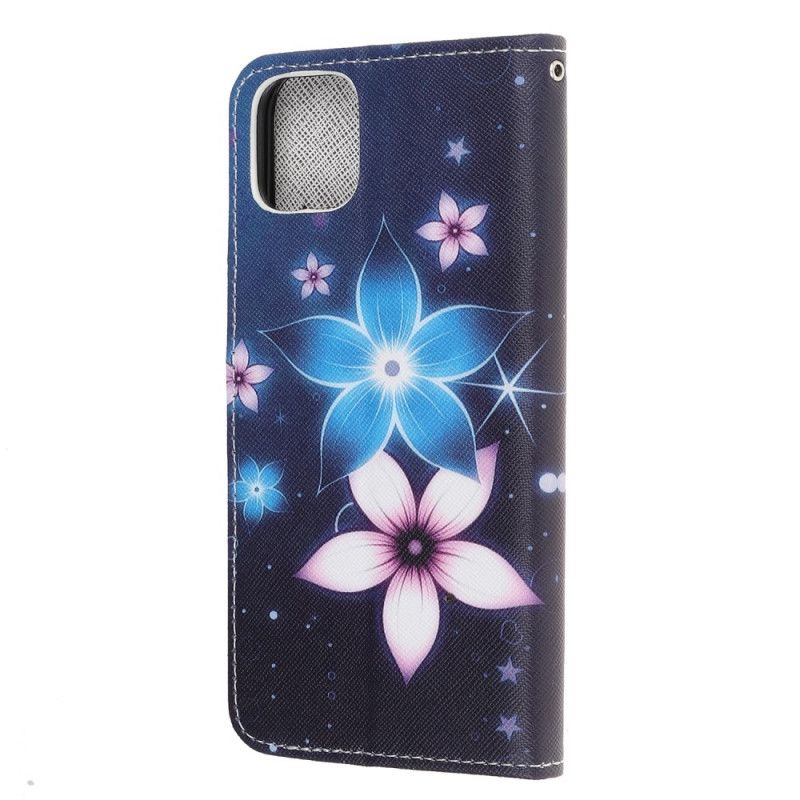 Lederhüllen iPhone 12 Pro Max Mondblumen Mit Tanga