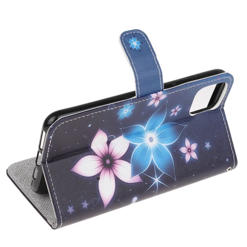 Lederhüllen iPhone 12 Pro Max Mondblumen Mit Tanga