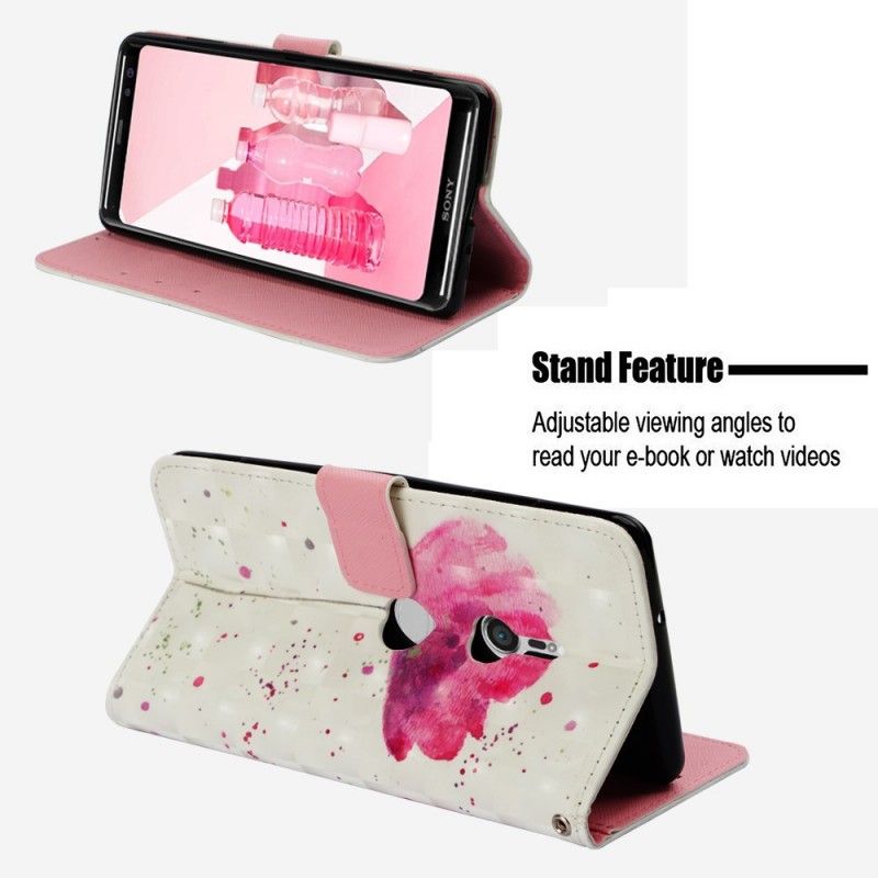 Lederhüllen Für Sony Xperia XZ3 3D Aquarellmohn