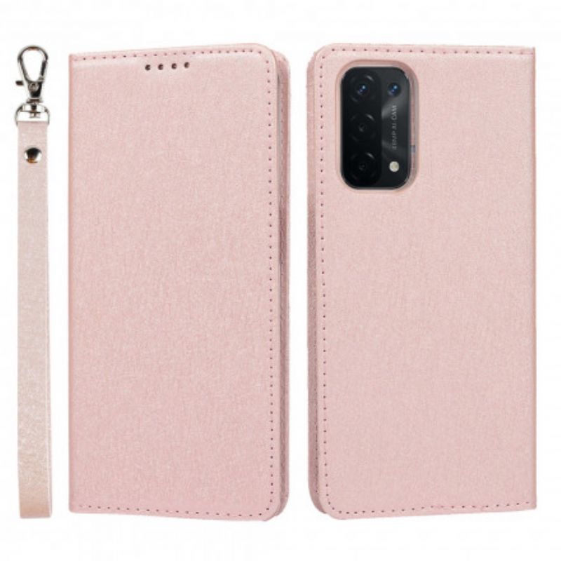 Flip Case Oppo A54 5g / A74 5g Stil Aus Weichem Leder Mit Riemen