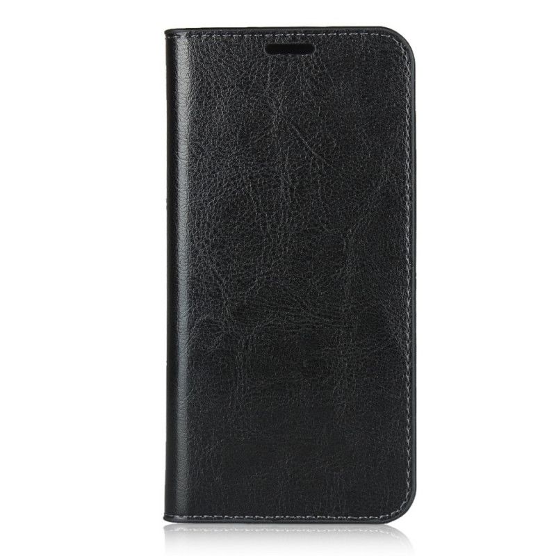 Flip Case Für Huawei Y5p Schwarz Echtes Leder