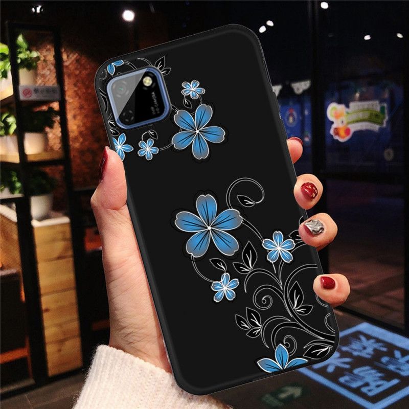 Hülle Huawei Y5p Blaue Blüten