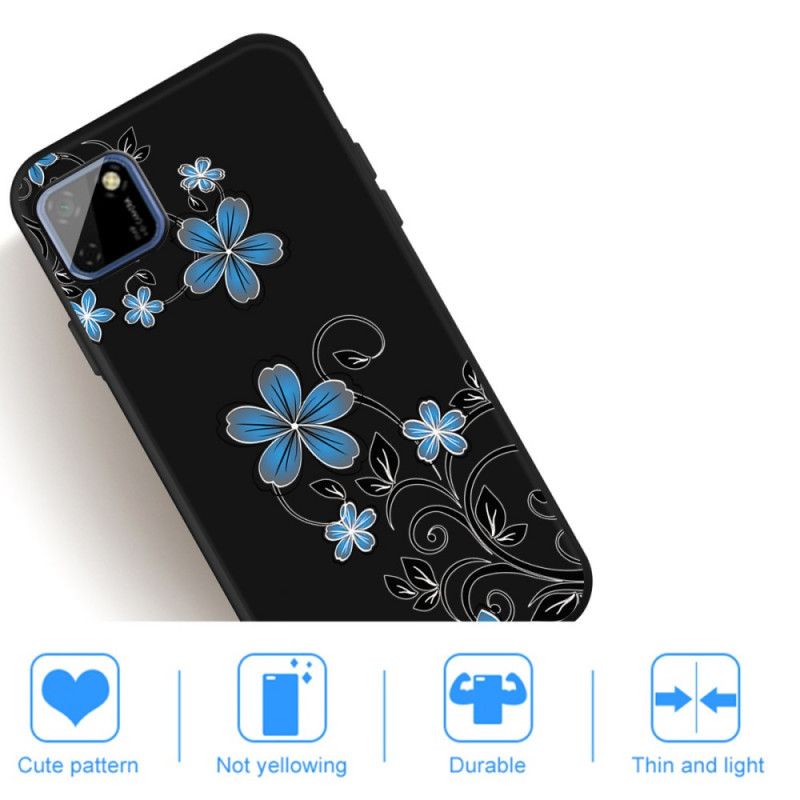 Hülle Huawei Y5p Blaue Blüten
