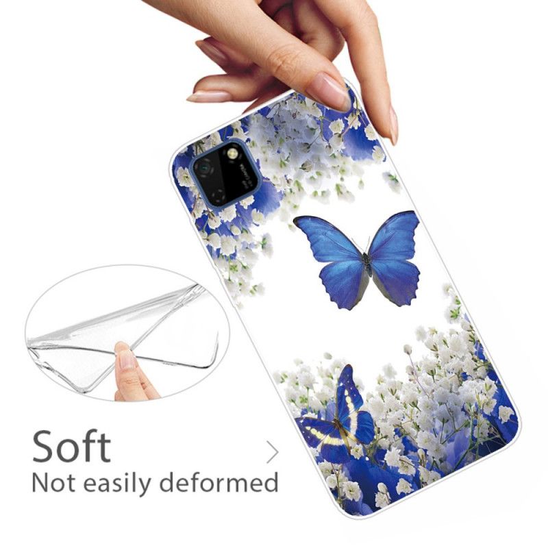 Hülle Huawei Y5p Dunkelblau Schmetterlinge