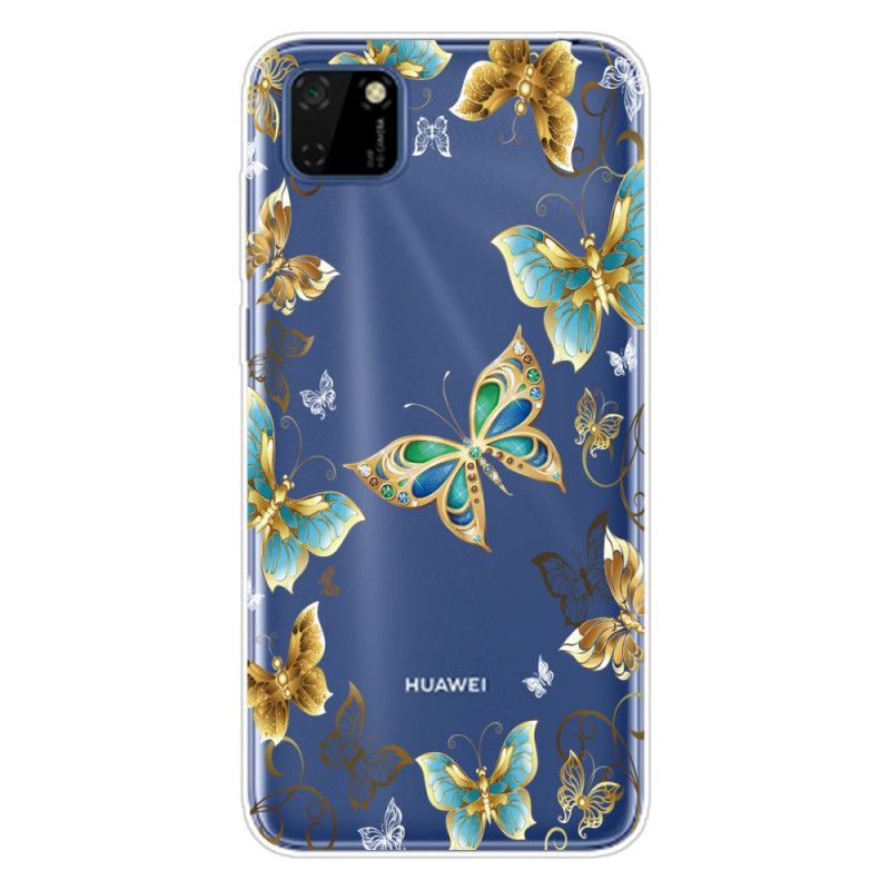 Hülle Huawei Y5p Dunkelblau Schmetterlinge