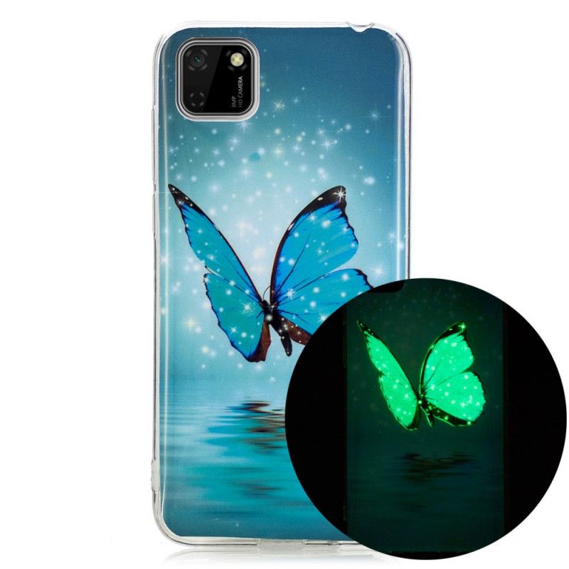 Hülle Huawei Y5p Fluoreszierender Blauer Schmetterling