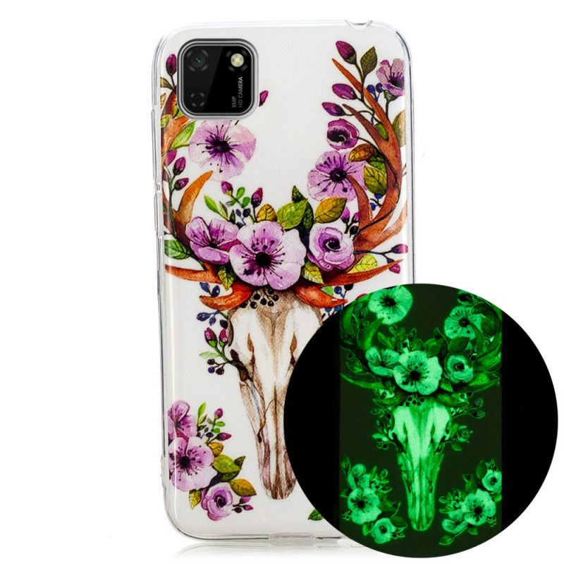 Hülle Huawei Y5p Fluoreszierender Blühender Elch