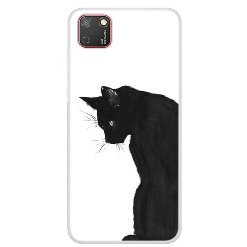 Hülle Huawei Y5p Nachdenkliche Schwarze Katze