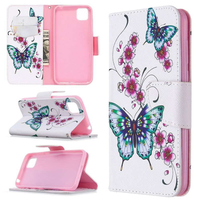 Lederhüllen Huawei Y5p Wundervolle Schmetterlinge