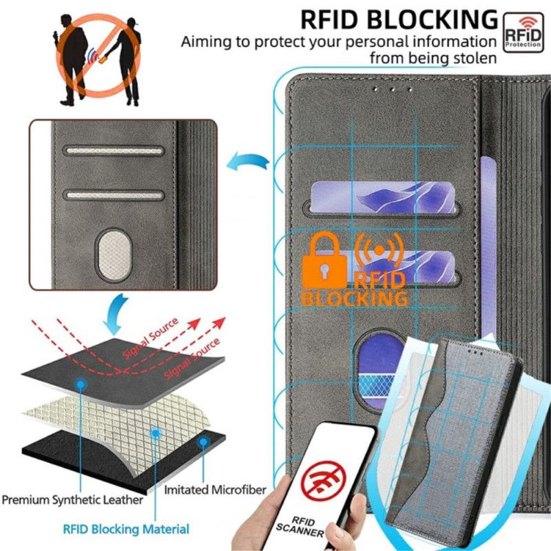 Flip Case Vivo V50 Lite 5g Handyhülle Zweifarbige Textur Mit Rfid-schutz