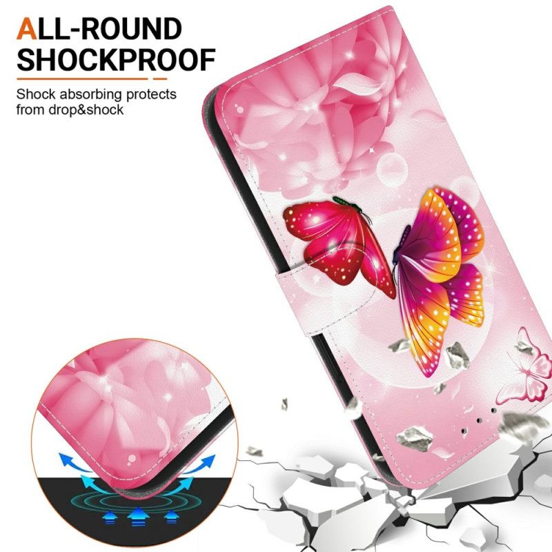 Lederhüllen Für Oneplus Nord 5 Rosa Schmetterlinge