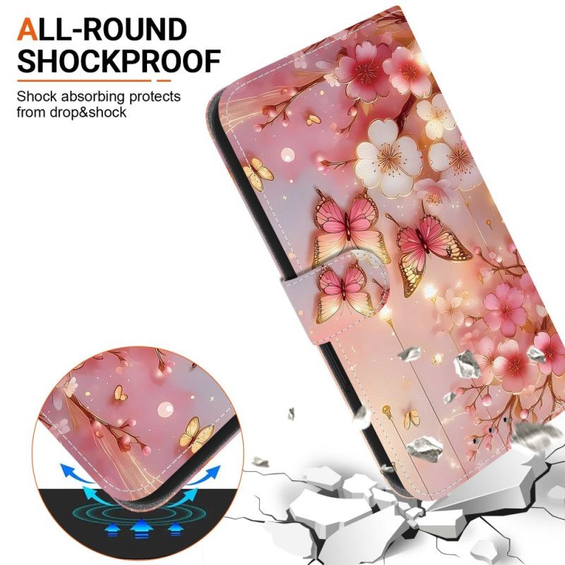 Lederhüllen Für Oneplus Nord 5 Schmetterlinge Und Rosen
